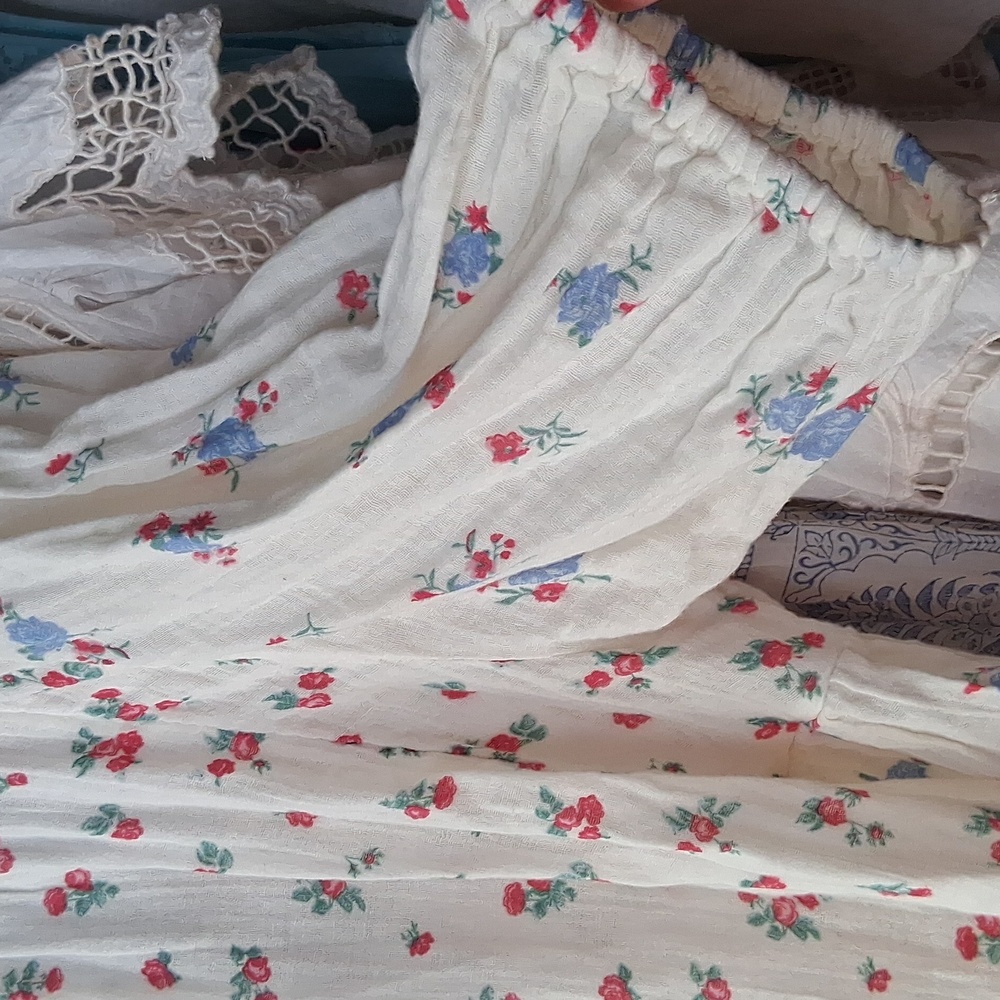 Free People Floral Print Blouse with Puff Sleeves XL - Picture 2 of 6
